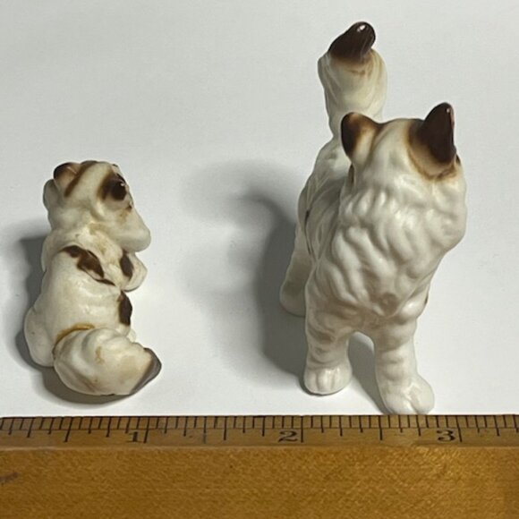 VTG Miniature Mama Cat & Kitten Porcelain Figurines White Brown Blue Eyes 2" - Picture 11 of 12